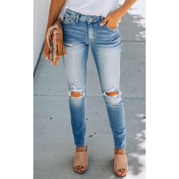 NWT Kancan Mid Rise Destroyed Super Skinny Jeans - Picture 7 of 13